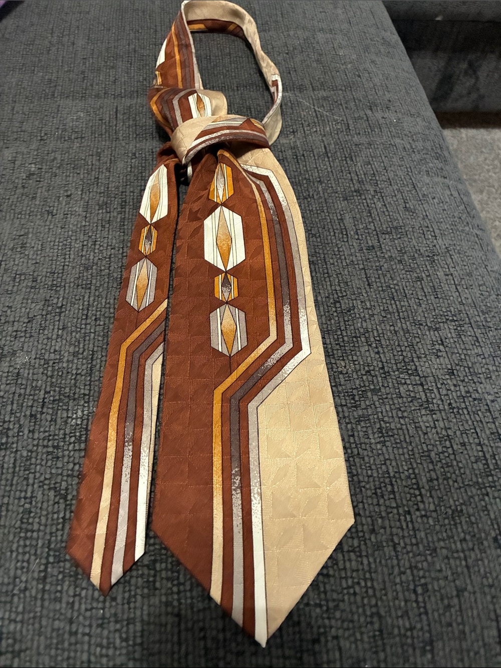 Vintage Pierre Balmain Couture 100% Silk Geometric Necktie